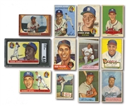 1952-1955 MOSTLY TOPPS LOT OF (21) DIFFERENT WITH 12 HALL OF FAMERS INCL. #47 AARON (SGC VG-EX+ 4.5) - 24 TOTAL CARDS